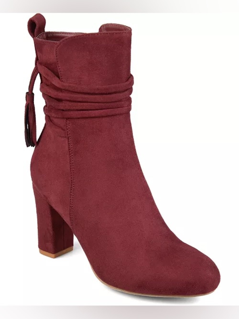 Journee Zuri Wine Burgundy Faux Suede Ankle Boot Sz 9 BNWB